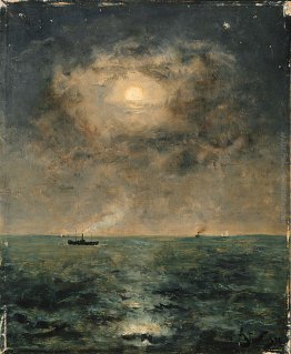 Vista sul mare al chiaro di luna