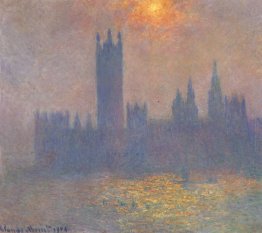 Houses of Parliament, effetto della luce solare nella nebbia