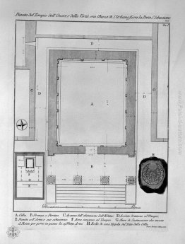 Piano e prospetto posteriore del Tempio della Sibilla a Tivoli