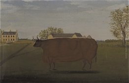 Pittura di una mucca premio in un campo