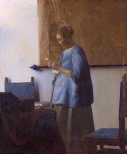Donna che legge una lettera (donna in azzurro che legge una lett