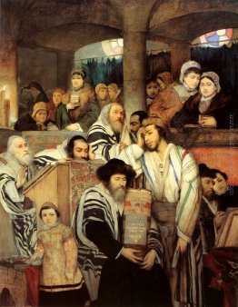 Pregare ebrei nella sinagoga il giorno di Kippur