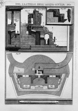 Elevazione della parete interna delle rovine del castello e gli