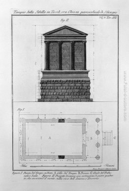 Facciata e il lato del Tempio della Sibilla a Tivoli