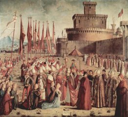 The Pilgrims incontrare Papa Ciriaco davanti alle mura di Roma