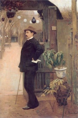 Il pittore Miguel Utrillo nei giardini del Moulin de la Galette