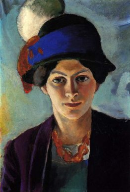 Ritratto della moglie dell'artista con un cappello