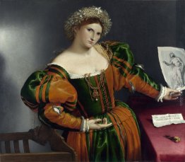 Una signora con un disegno di Lucrezia