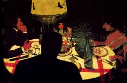 La cena, effetto di lampada