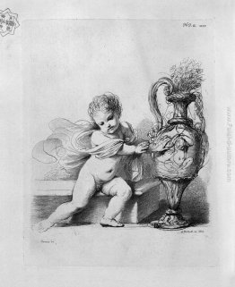 Cherubino seduta accanto a una brocca di Guercino