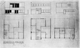 Progetto per una casa e studio per Bertalan Por, prospetti e pia