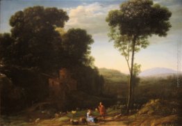 Paesaggio pastorale con un mulino