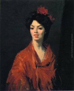 Donna spagnola in uno scialle rosso