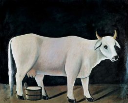 Mucca bianca su sfondo nero
