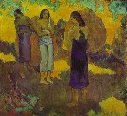 Tre donne di Tahiti contro uno sfondo giallo, 1899 (olio su tela