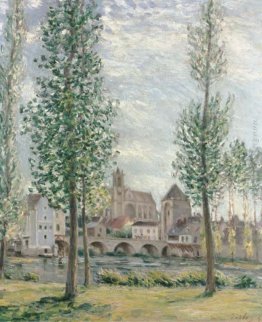 Vista del Loing a Moret attraverso gli alberi