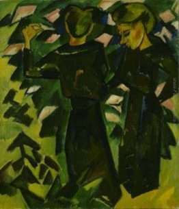 Due ragazze in un giardino