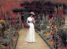 Signora in un giardino