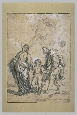 Il Bambino Gesù, tra la Vergine e San Giuseppe