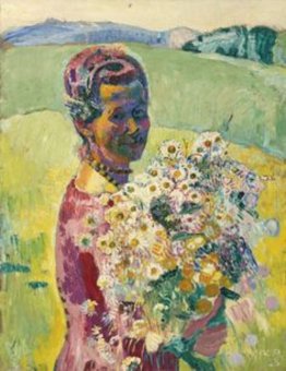 Signora Con Fiori - Anna Amiet con i fiori