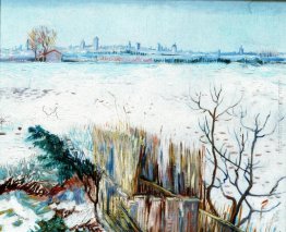 Paesaggio innevato con Arles sullo sfondo