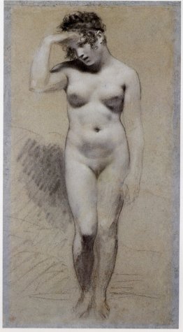 Disegno di Nudo femminile con carboncino e gessetto